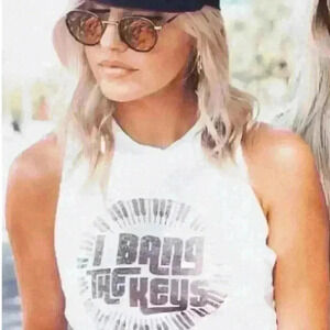 Mamie Ruth I Bang The Keys Tank Band Wife  Piano Keyboard wifey Size Small NWT